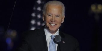 Democratic 2020 U.S. presidential nominee Joe Biden speaks at his election rally, after the news media announced that Biden has won the 2020 U.S. presidential election over President Donald Trump, in Wilmington, Delaware, U.S., November 7, 2020. REUTERS/Jim Bourg