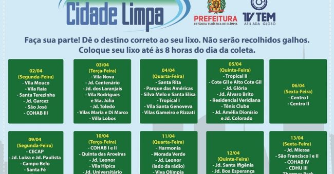 Cronograma - Cidade Limpa