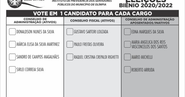 Cedula de Votacao - Eleicao OlimpiaPrev